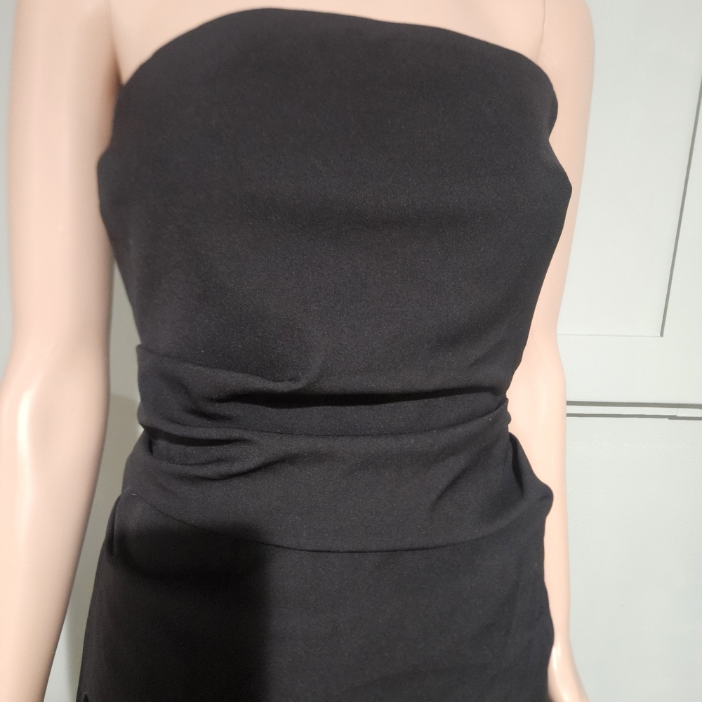 Zara Draped Strapless Asymmetric Top| Sculpted Waist|Minimalist Black Tube Top.S - Picture 8 of 15